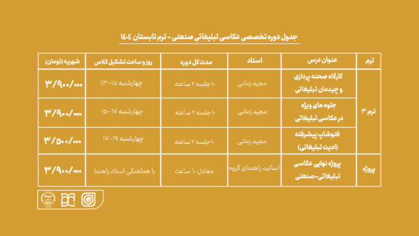 دوره آموزش عکاسی جهاد دانشگاهی هنر