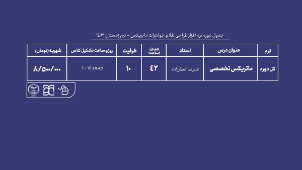 دوره آموزش نرم افزار ماتریکس جهاد دانشگاهی هنر