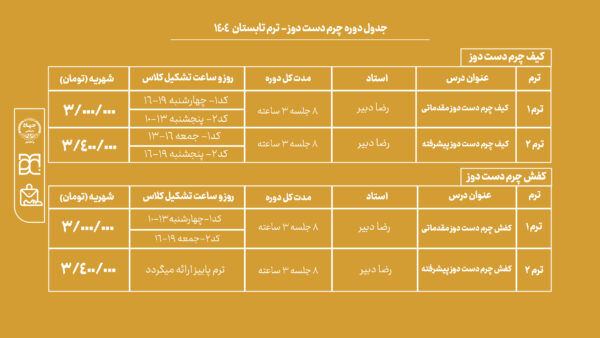 دوره آموزش چرم دوزی جهاد دانشگاهی واحد هنر