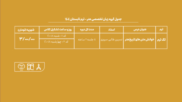 تاریخ هنر زبان,زبان تخصصی,زبان تخصصی هنر,هنر