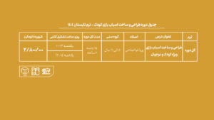 دوره آموزش طراحی و اخت اسباب بازی کودک و نوجوان